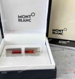 Silver and Red Montblanc Men Cufflinks Vertical